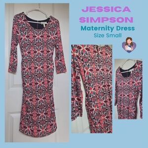 Jessica Simpson Maternity Multi Colored Patterned Long Sleeve Dress